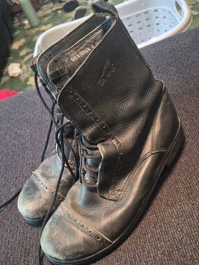 Bates Black Leather Lace-Up Military Style Boots
